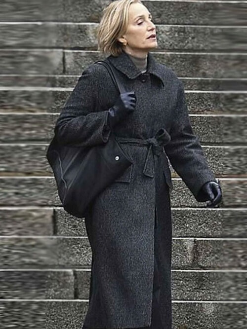 Diana Taverner Slow Horses Kristin Scott Thomas Grey Wool Coat