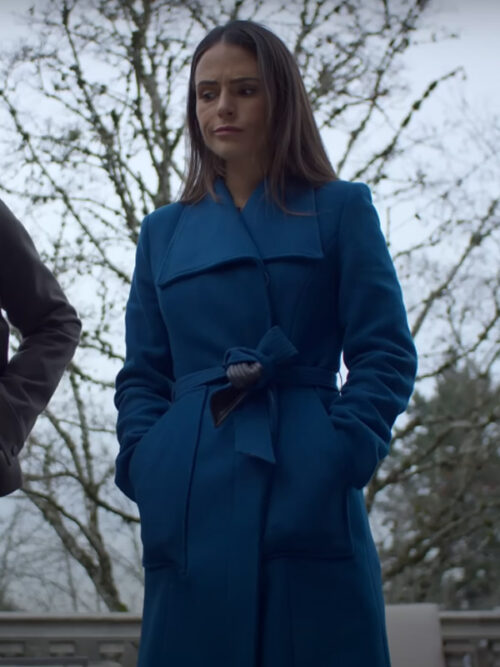 Jordana Brewster Cellar Door Blue Trench Coat