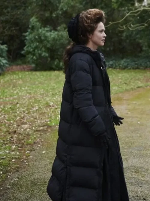 Matilda Lutz Magpie Black Puffer Long Coat