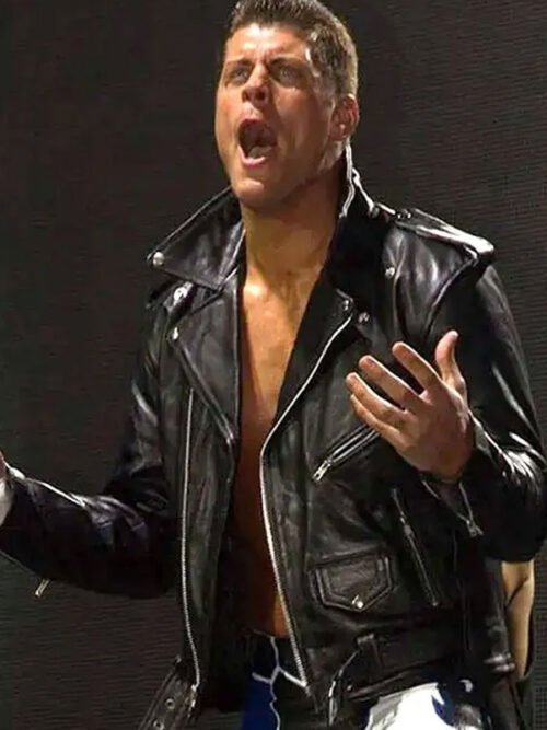 USA Flag Cody Rhodes Black Leather Jacket