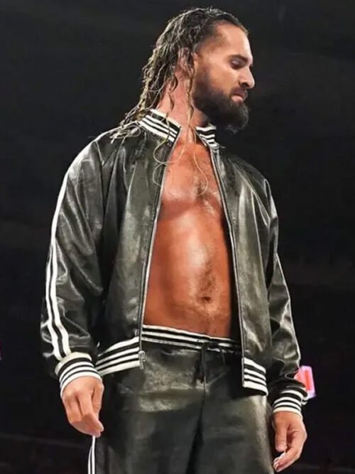 WWE Raw 2024 Seth Rollins Black Leather Jacket