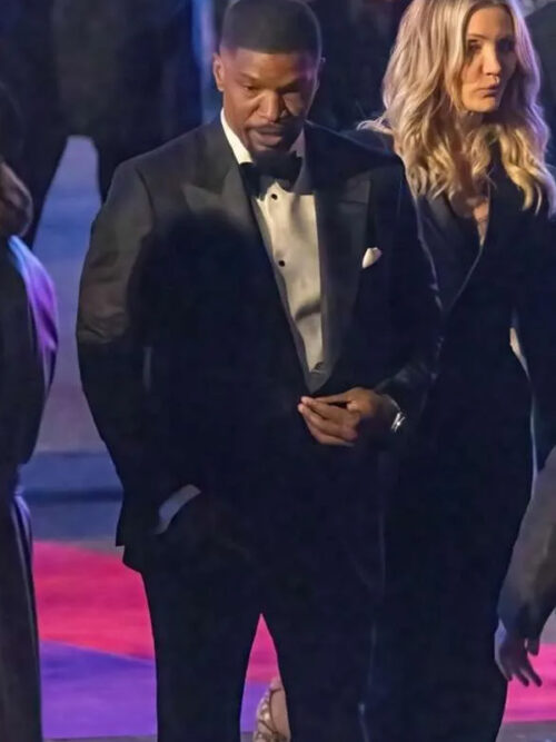 Jamie Foxx Back in Action 2025 Matt Black Suit