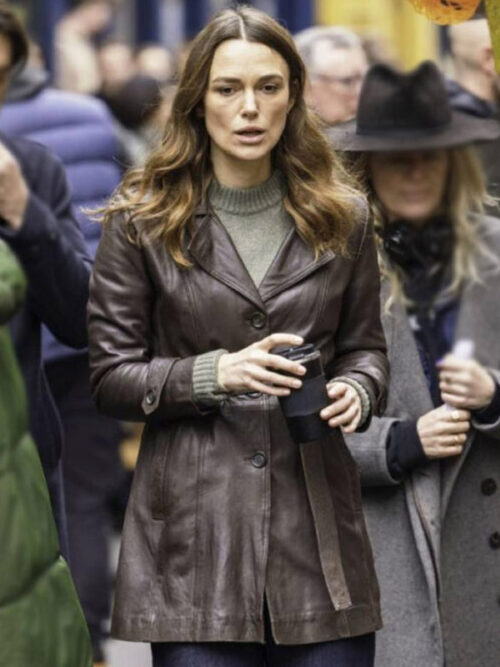 Helen Webb Black Doves S01 Brown Leather Coat