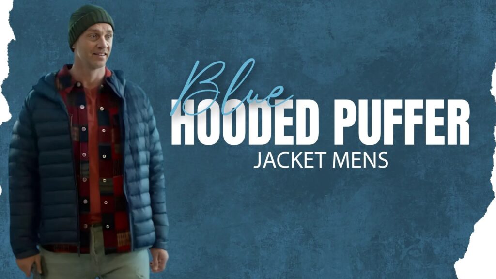 Blue Hooded Puffer Jacket Mens