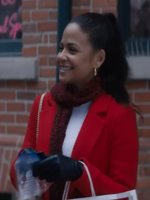 Meet Me Next Christmas Christina Milian Red Coat