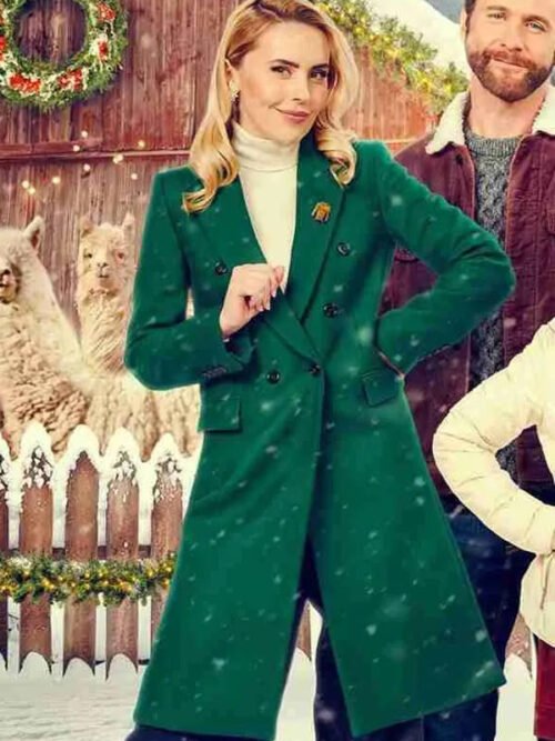 Christmas on the Alpaca Farm 2024 Jess Hilliard Green Trench Coat