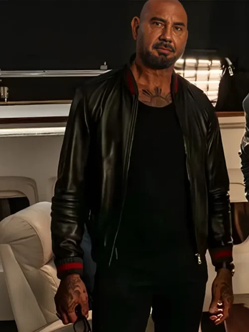 Dave Bautista Jack in Time for Christmas Black Bomber Jacket