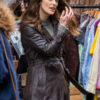 TV Series Black Doves Keira Knightley Brown Leather Coat