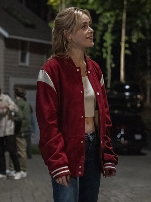 Sweethearts 2024 Kiernan Shipka Bomber Red Jacket