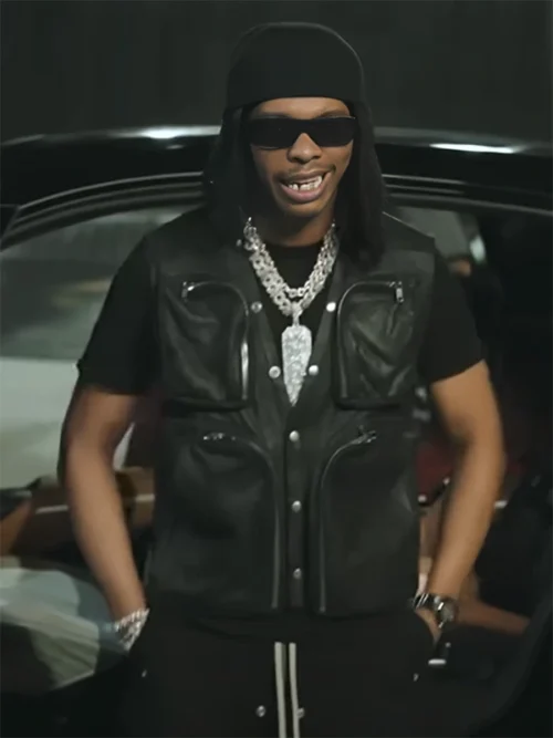 Lil Baby 5AM Black Leather Vest