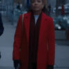 Christina Milian Meet Me Next Christmas 2024 Red Wool Coat