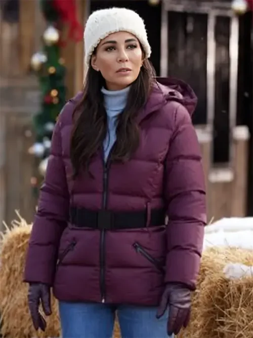 We Wish You a Married Christmas Marisol Nichols Purple Puffer Jacket