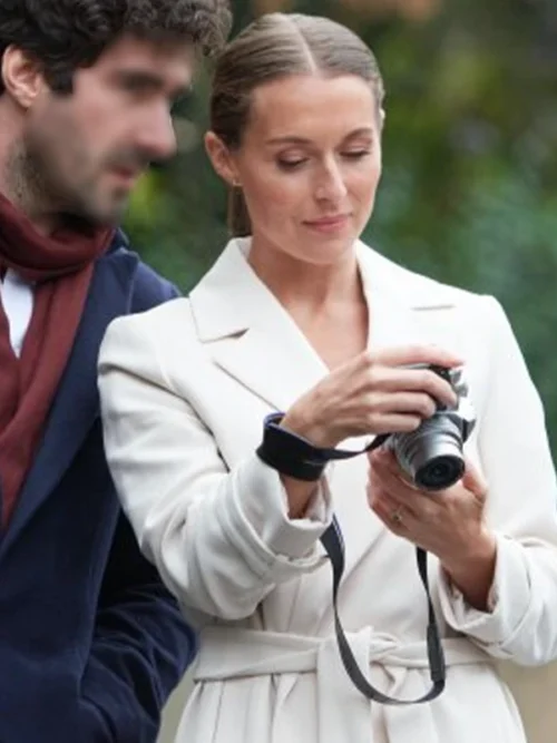 Alexa PenaVega A Paris Proposal White Belted Trench Coat