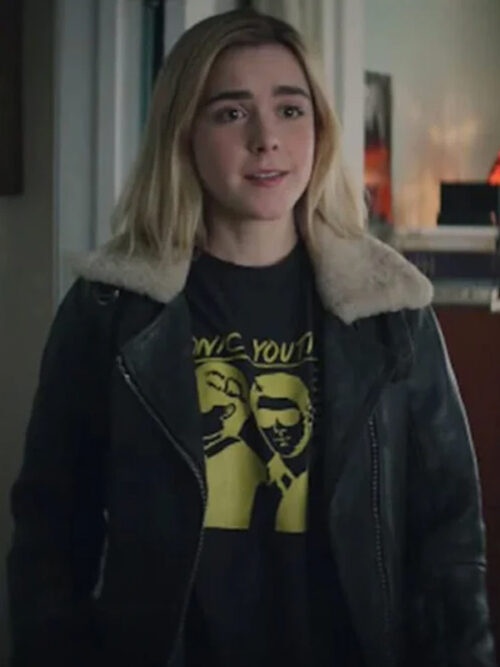 Kiernan Shipka Let It Snow Black Shearling Jacket