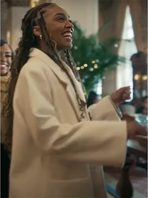 China Anne McClain Brewster's Millions Christmas White Coat