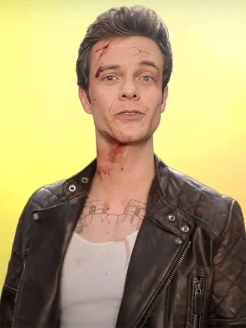 Jack Quaid Novocaine 2025 Black Leather Jacket