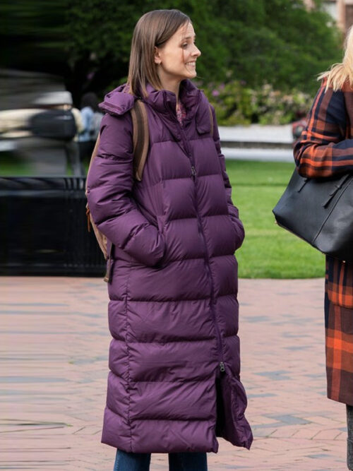 Pauline Chalamet TV Series The Sex Lives of College Girls Purple Hooded Trench Coat