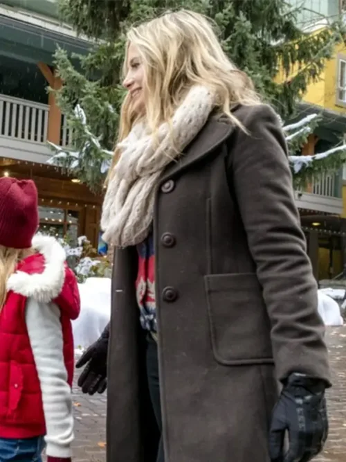 Mira Sorvino A Christmas to Remember Brown Trench Coat