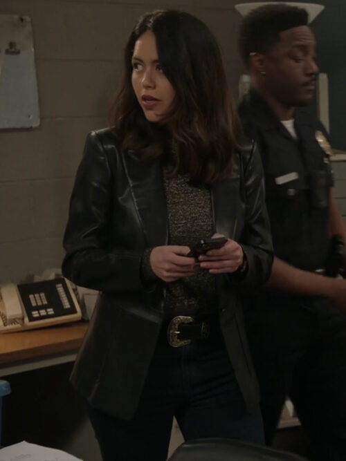 TV Series The Rookie S06 Alyssa Diaz Black Leather Blazer Coat