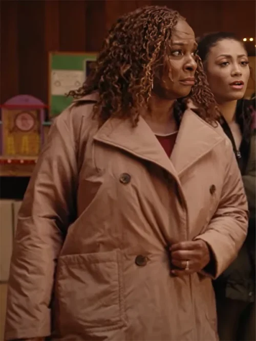 Vanessa Bell Calloway Queens of Christmas Beige Jacket