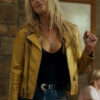 Landman Angela Norris Golden Biker Leather Jacket