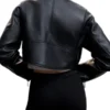 Women Cropped Black Leather Jacket