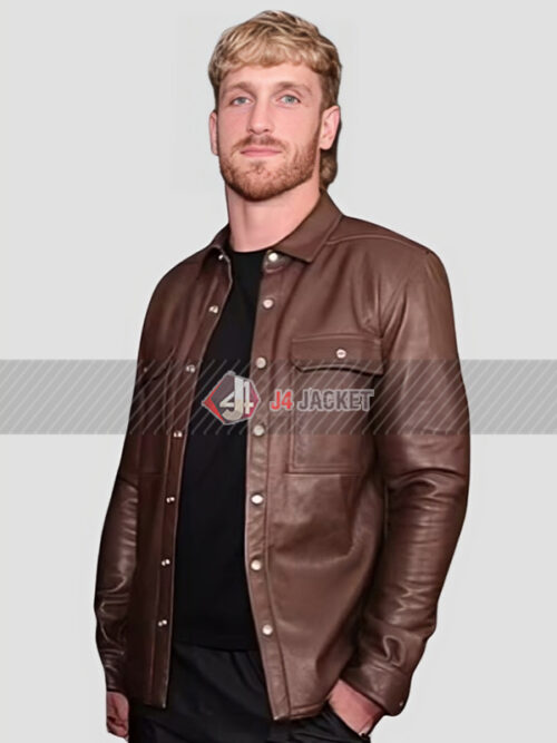 American Wrestler Logan Paul Brown Leather Jacket