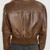 Women Vintage Leather Bomber Jacket