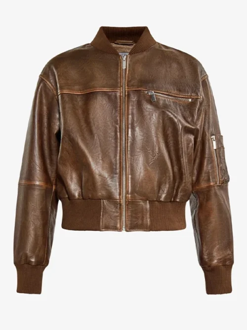 Women Leather Bomber Jacket