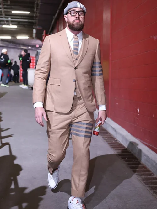 Travis Kelce Beige Suit