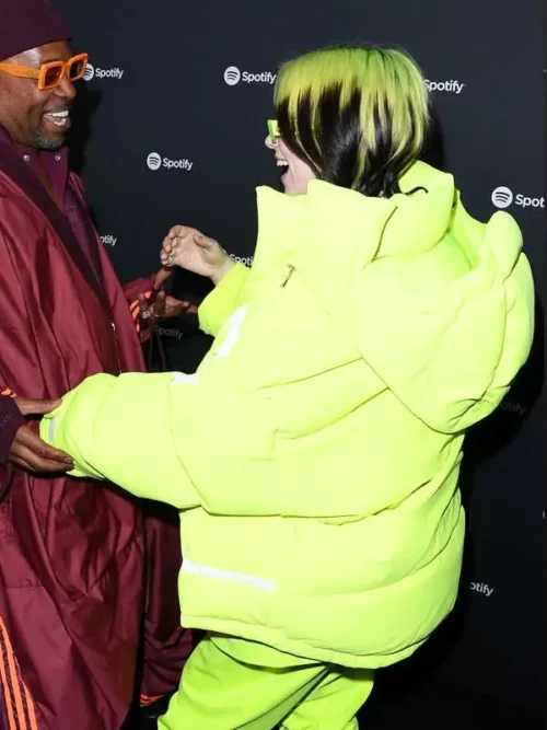 Billie Eilish Neon Green Hooded Puffer Jacket