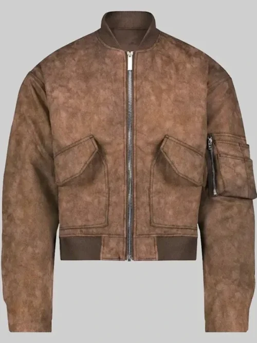 Chance the Rapper Late Night Seth Meyers Brown Leather Bomber Jacket