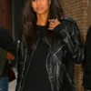 Ciara Black Leather Moto Jacket Women