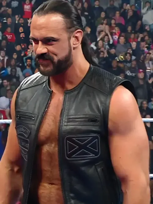 Drew Mcintyre Black Leather Vest Backside