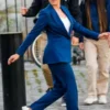 Scarlett Johansson Jurassic World Rebirth Royal Blue Suit