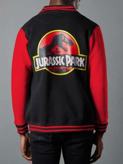 Jurassic Park Black and Red Varsity Jacket