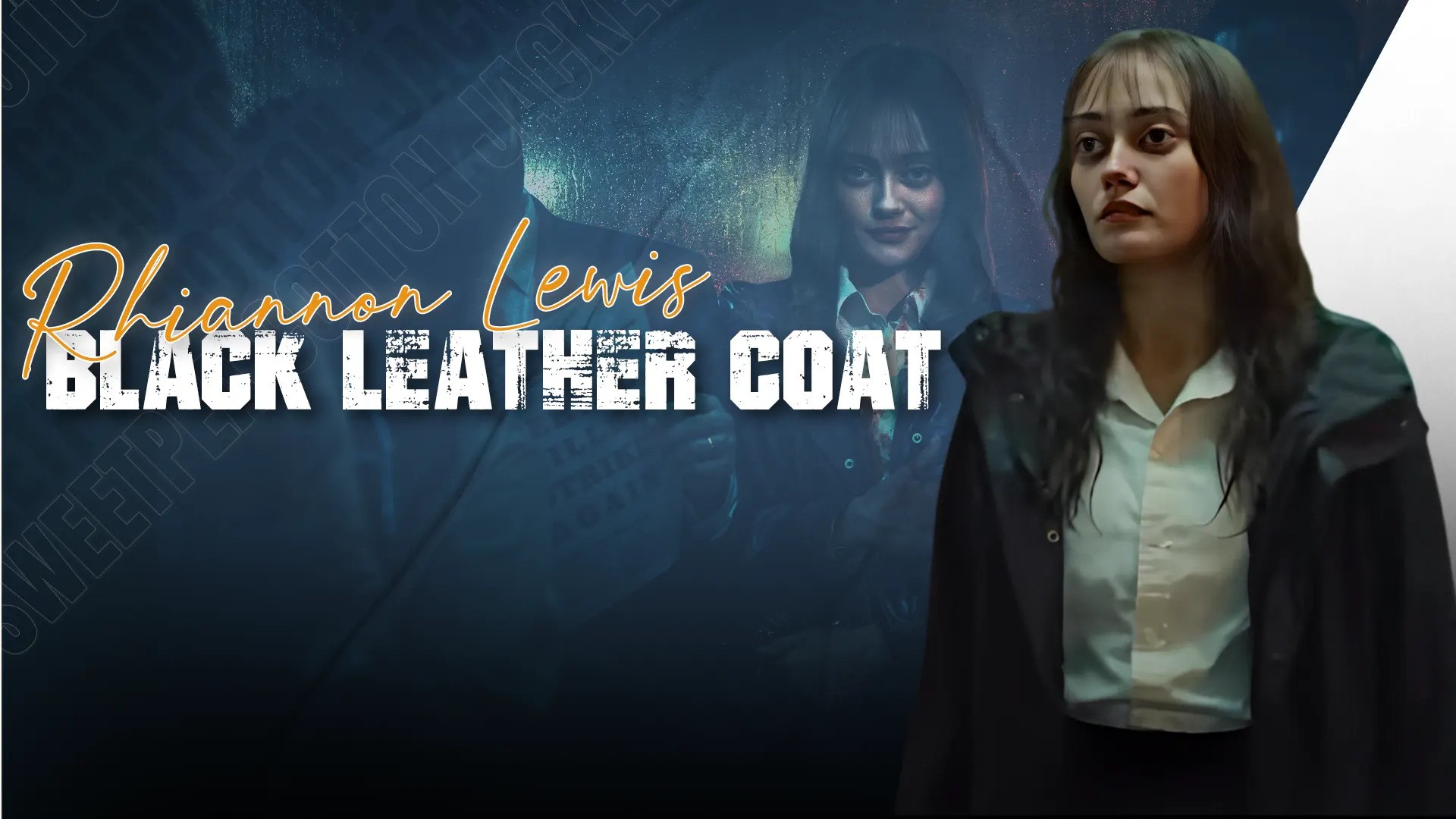 Rhiannon Lewis black leather coat 