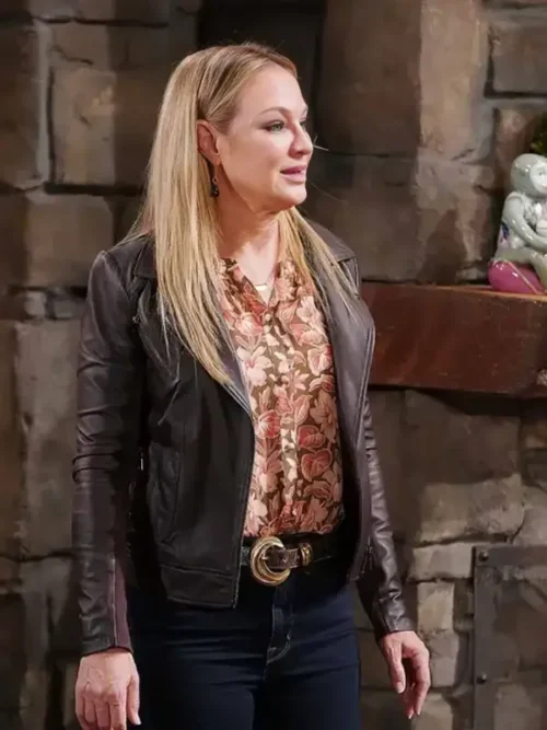 Sharon Young and Restless Brown Biker Jacket