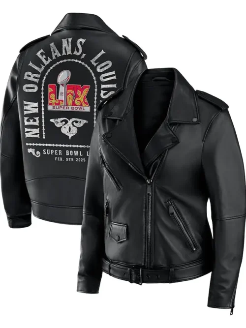 Super Bowl LIX Motorcycle Leather Jacket Backside