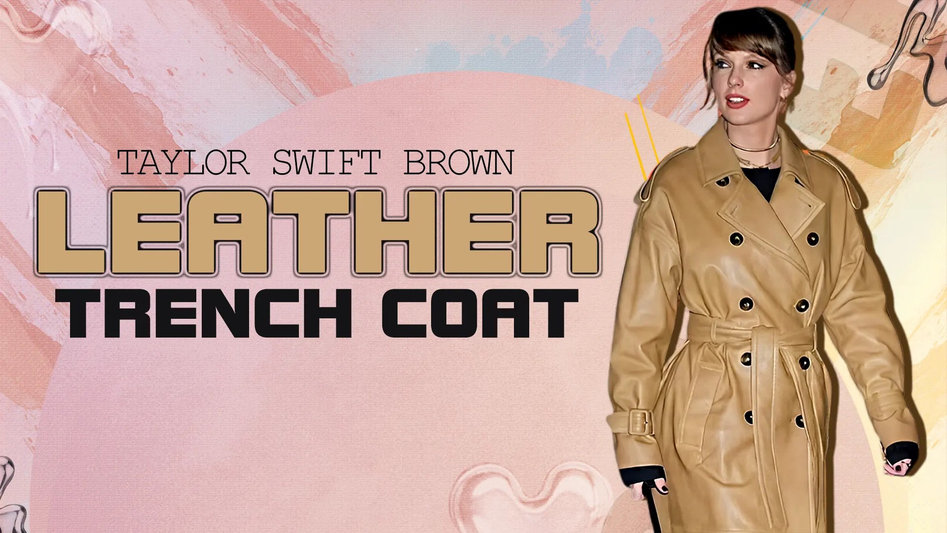 Taylor Swift brown leather trench coat