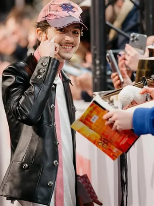 Timothée Chalamet Black Leather Jacket