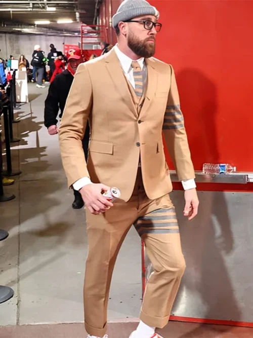 AFC Championship Travis Kelce Beige Suit