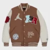 Travis Scott Brown and White Varsity Jacket