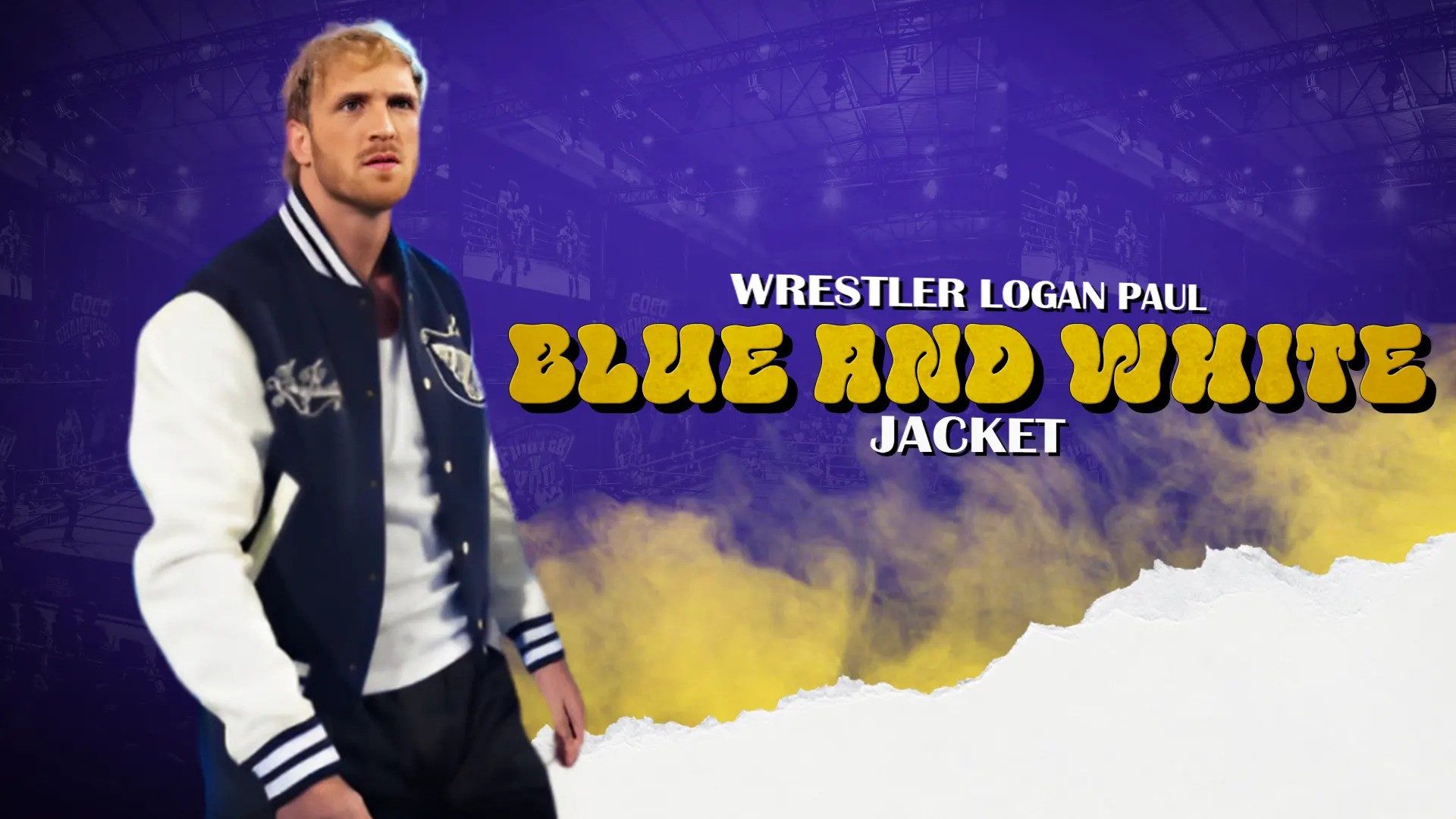 Wrestler Logan Paul Blue and White jacket