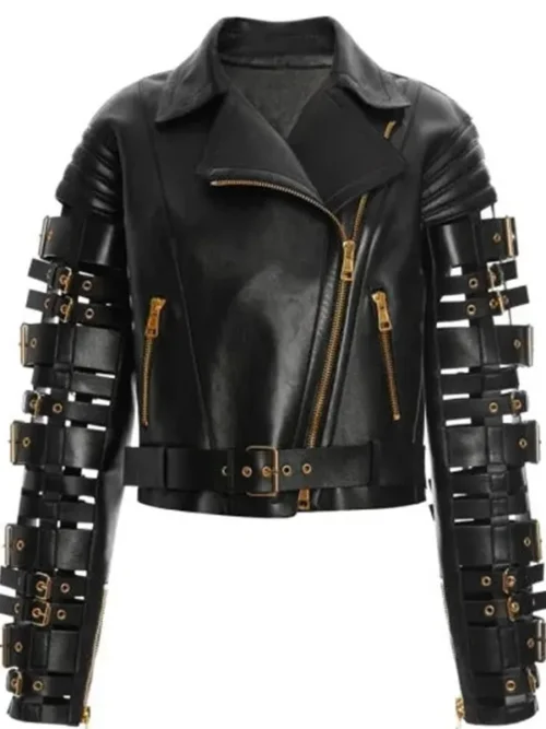 Zendaya's Black Cropped Leather Jacket