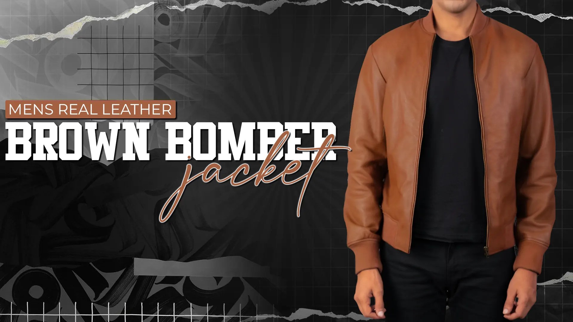 mens real leather brown bomber jacket